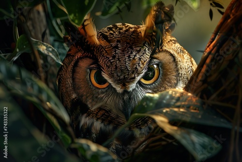 South American Great Horned Owl, Nocturnal Bird photo