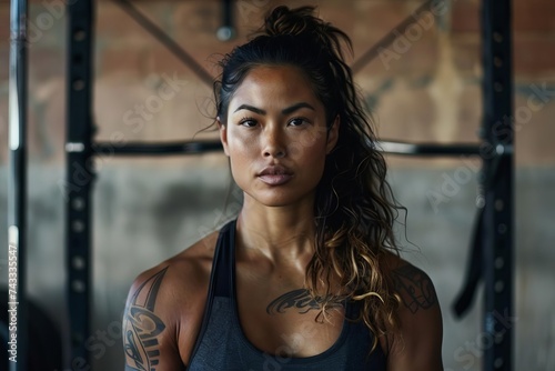 Empowering portrait of a woman at the gym Focused and determined as she engages in a vigorous workout Embodying strength Health And fitness.