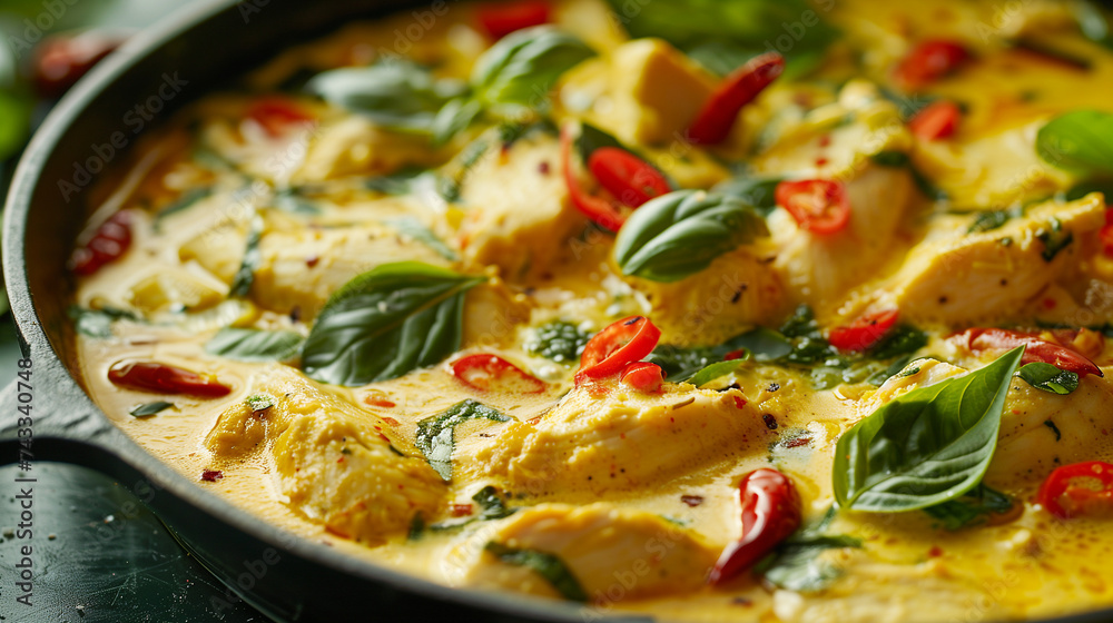 Green Curry Chicken - Thai Green Chicken Curryม street food from Thailand. Green Curry Chicken - Thai Green Chicken Curryม street food from Thailand.