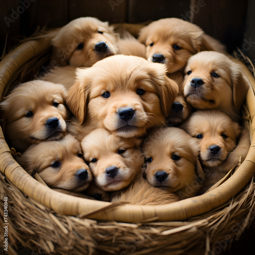 Newborn Golden Shepherd Puppies Sleeping Adorably With Watchful Mother