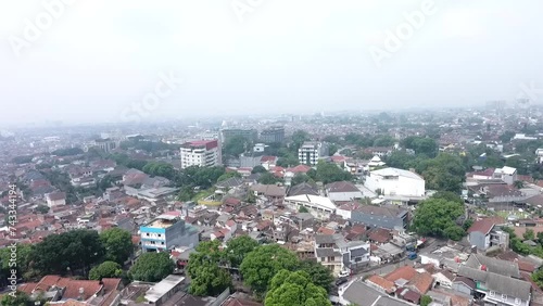 Aerial view of Bandung city atmosphere in the morning photo