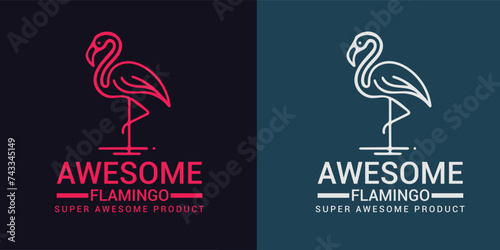 Vector flamingo logo design temple
