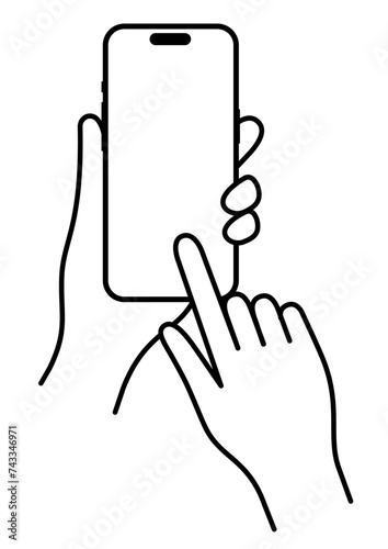 スマホを操作する手15モノクロ3