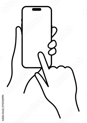 スマホを操作する手15モノクロ4