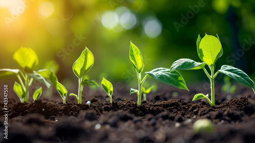 soybean growth in farm with green leaf background, generative ai