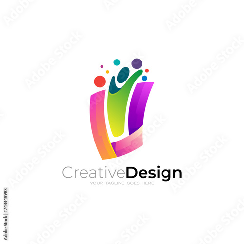 Human care logo, people care icon with colorful design, social logos