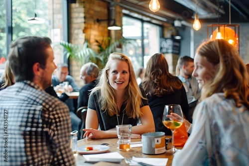 Informal Meeting in a Restaurant Friends Socializing in Low Light
