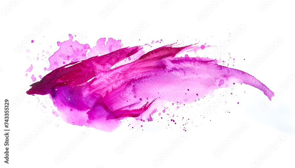  fuchsia pink paint splashes on white - obrazy, fototapety, plakaty 