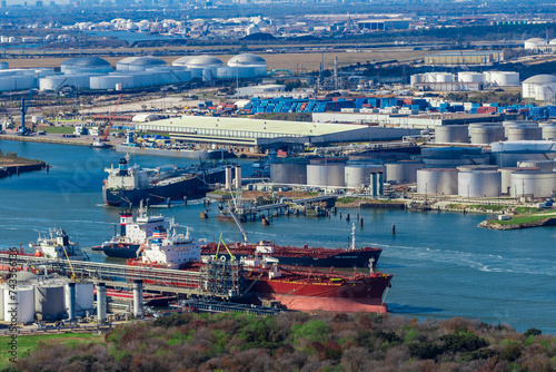 Aerial Drone view of Downtown Houston city, Texas, USA - Skyline Cityscape view 