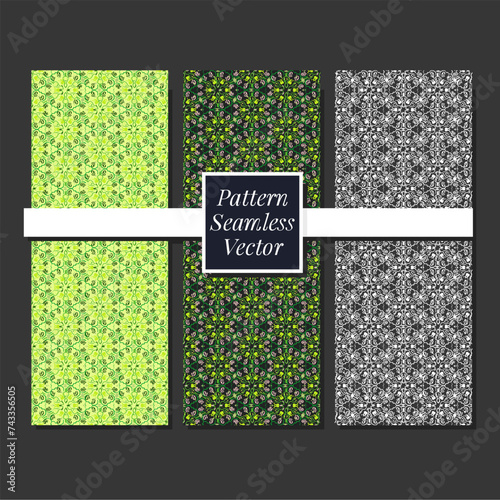 Collection of High Quality Seamless Patterns, with images of traditional Indonesian motifs and green colors