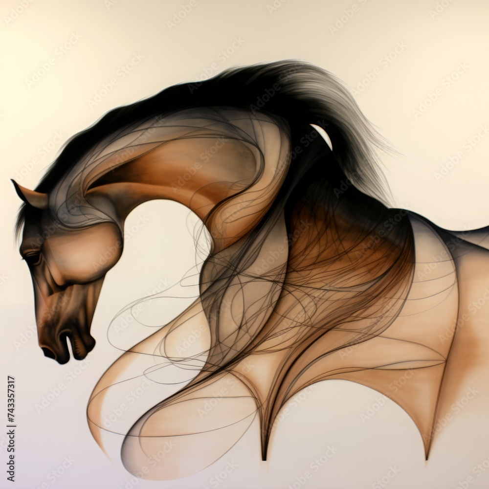 Naklejka premium Illustration of a horse in shades and gradients of brown and black