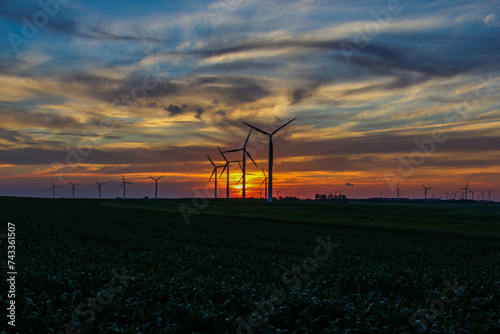 wind turbines at sunset in southwest Minnesota