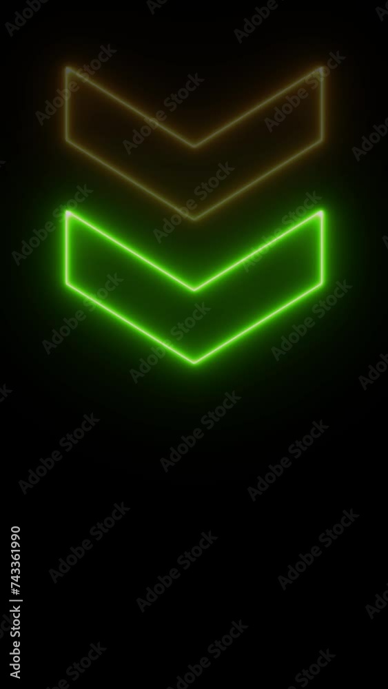 Realistic neon arrows animation. 3d render, abstract minimalist geometric arrow background. Glowing neon motion sign, outline 4k video. Realistic neon arrows animation. 3d render, abstract minimalist geometric arrow background. Glowing neon motion sign, outline 4k video.