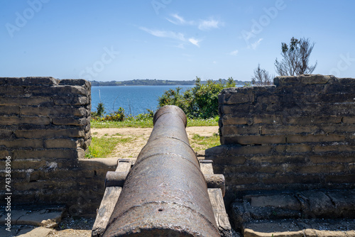 A Canon Looking out to Sea in a Historic Spanish Fortress in Ancud Chile