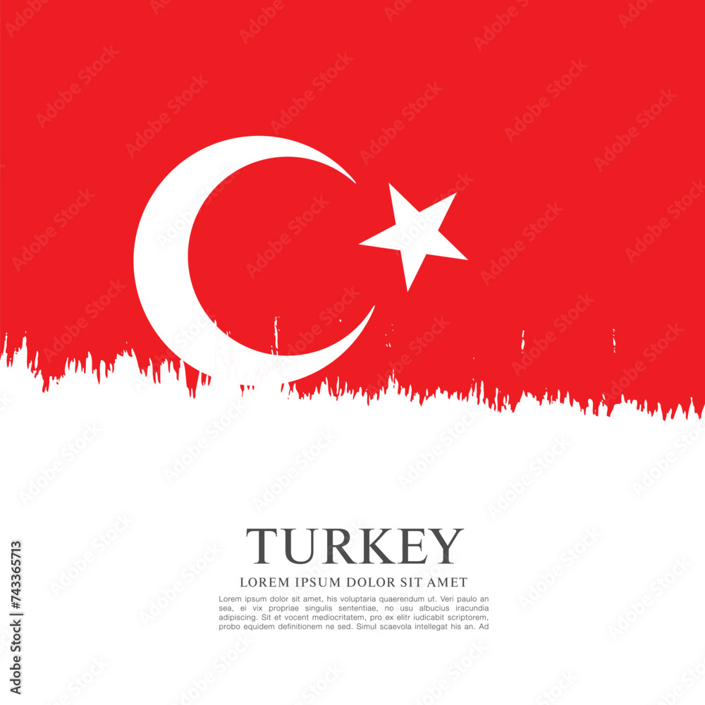Obraz premium Flag of Turkey, brush stroke background