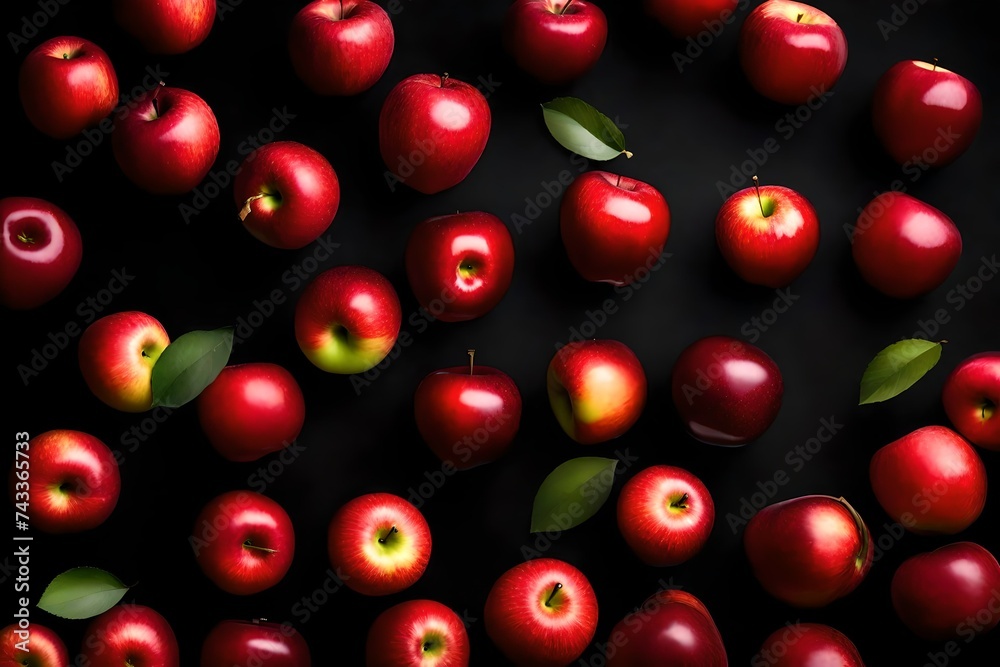Red apple on black background Red apple on black background