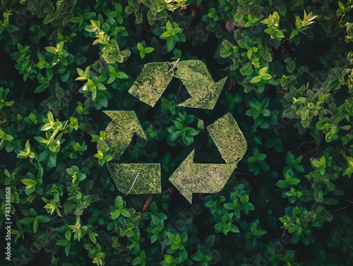 a minimalist leafy green camouflaged recycling icon symbol design