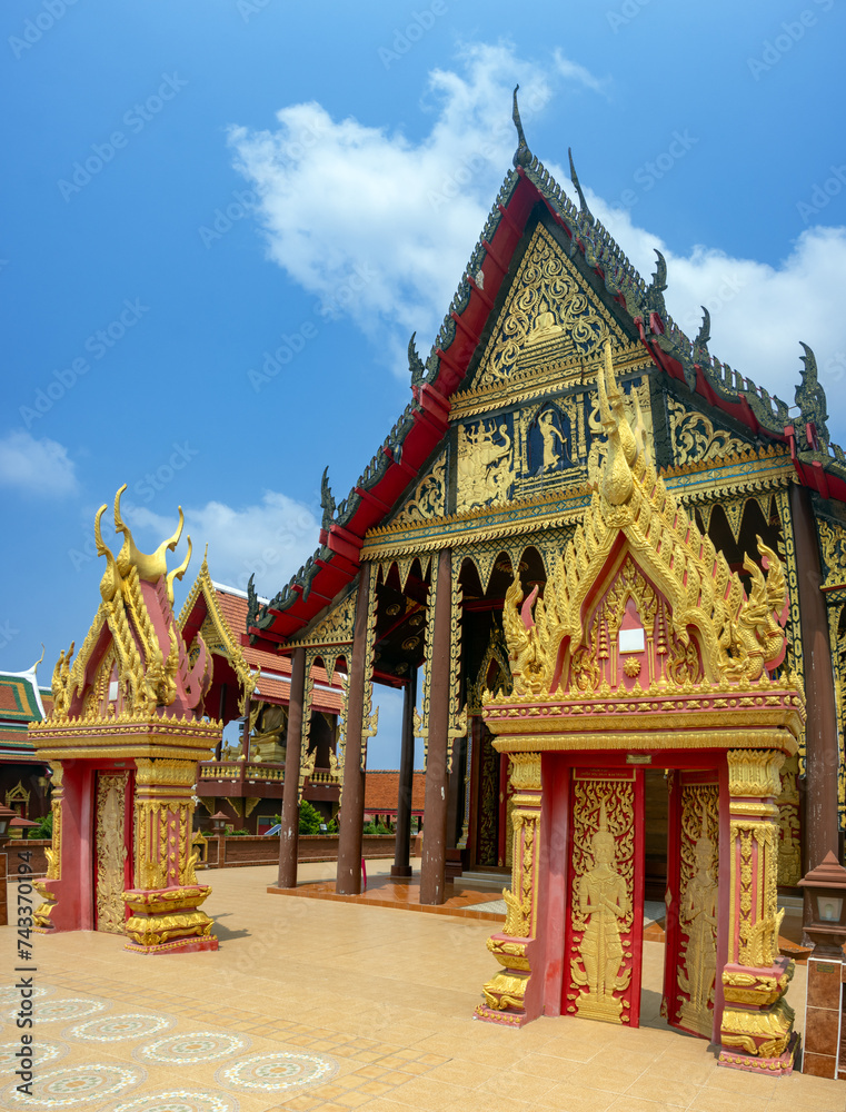 Entrance in a Buddhist temple Wat Iam Pracha Mit,  Samut Prakan, Thailand