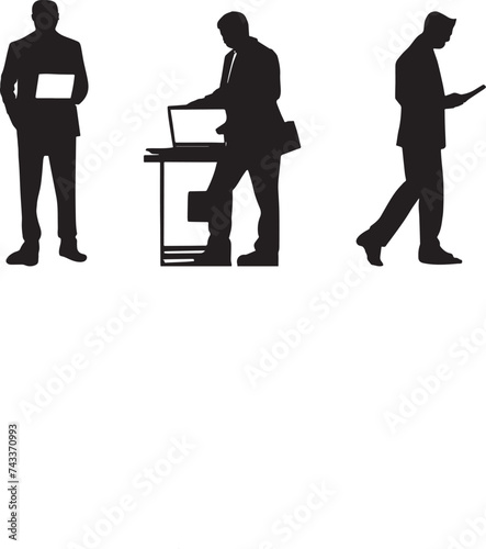 Business silhouette, Illustration of 3 men engaged in work activities