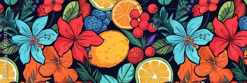 Summer pattern with fruits photo