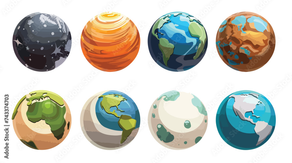 Sphere planet icons cartoon vector illustration