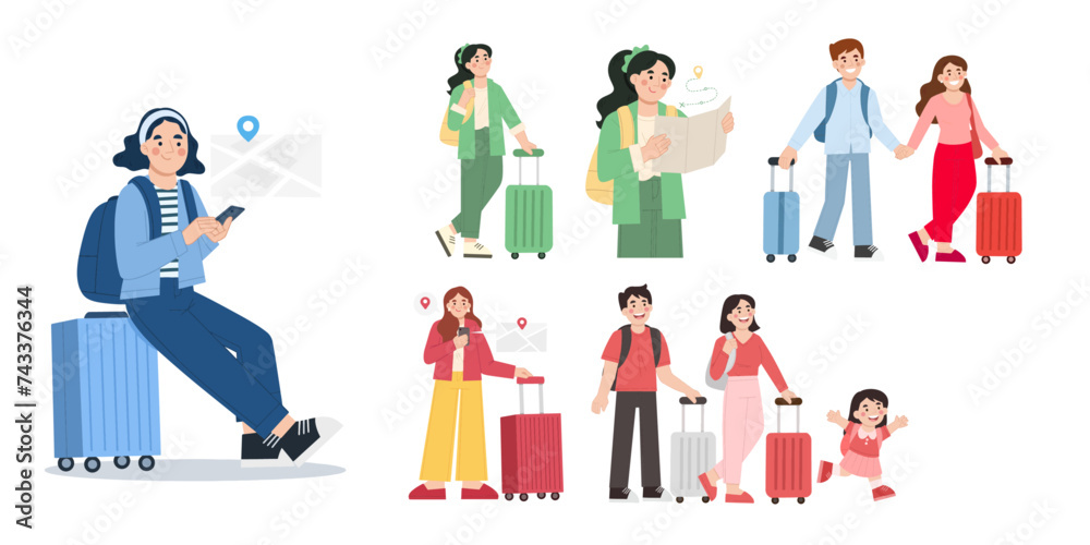 Vector illustration set of people traveling Vector illustration set of people traveling