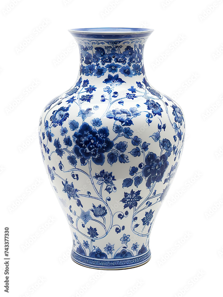 Obraz premium blue and white large vase isolate on white background PNG
