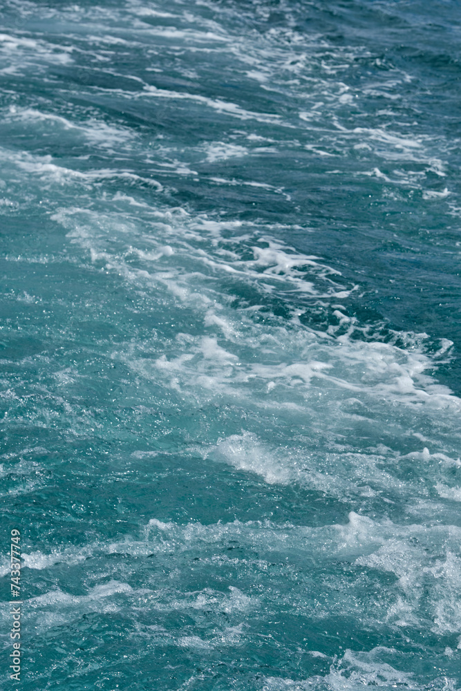 Waves and foam on the Bosphorus in Istanbul