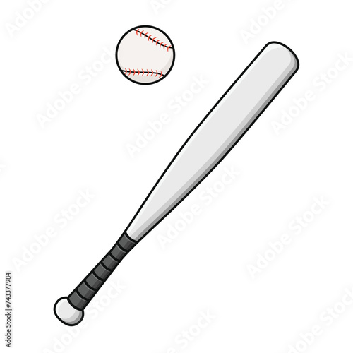 Metal baseball bat and ball vector illustration © xphar