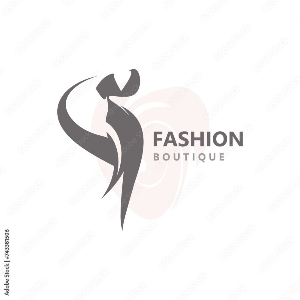 Obraz premium Dress woman logo design beauty fashion for boutique shop vector template