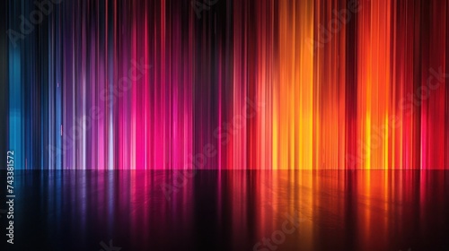 Animation technology loops colorful light vertical lines waves animation on black Abstract gradient light lines moving futuristic background