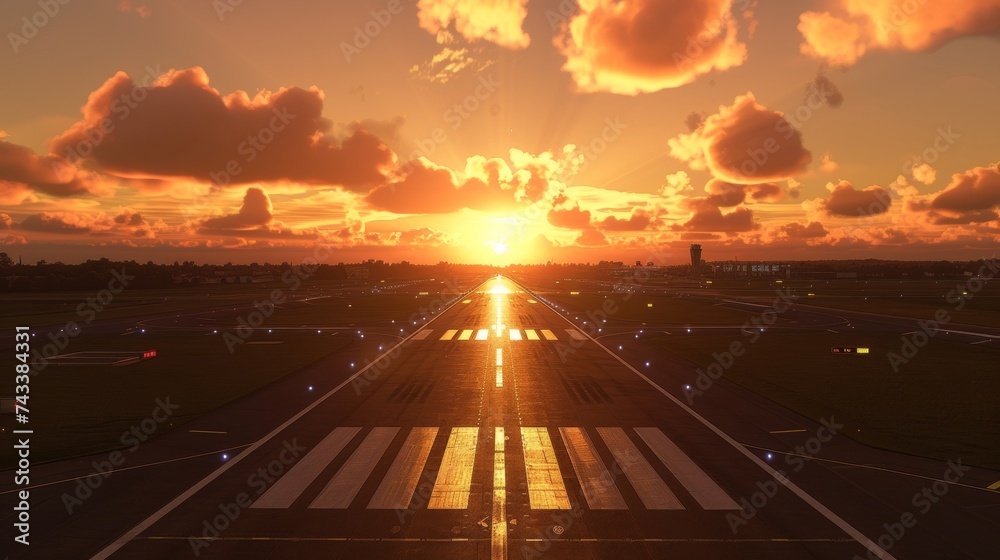 The golden hour casts its warm light over the runway at this airport making it the perfect time to take off for new adventures. The golden hour casts its warm light over the runway at this airport making it the perfect time to take off for new adventures.