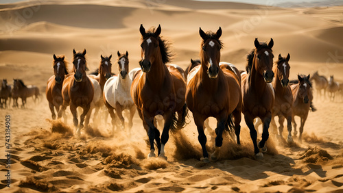 A herd of horses running on the sand  © farzanehappy