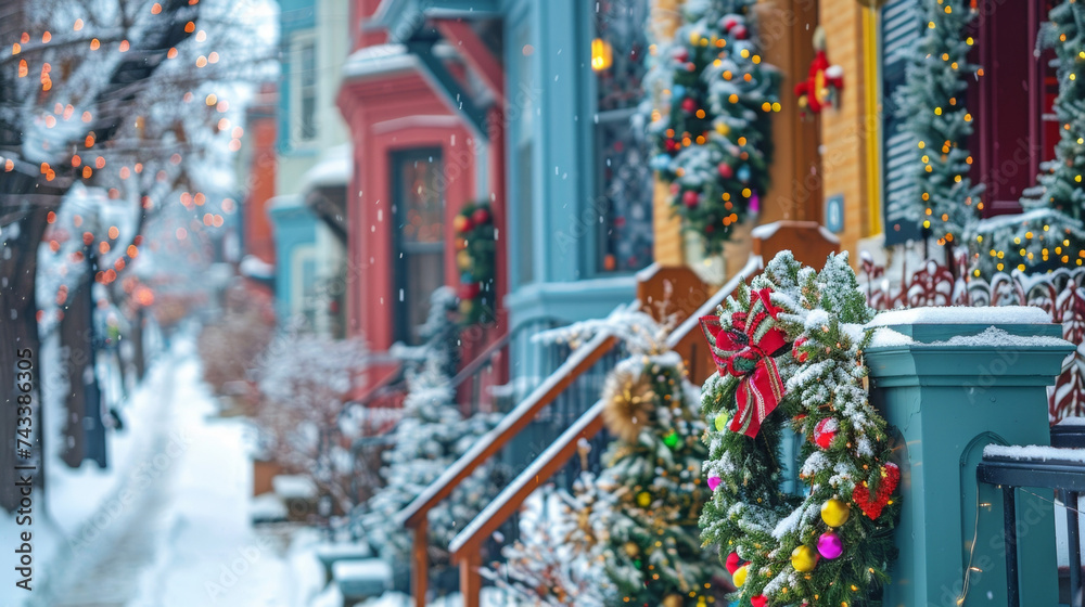 Houses are adorned with colorful decorations and wreaths creating a winter wonderland in every neighborhood.