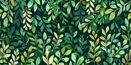 Dense forest of stylized leaves in a rich tapestry of green shades  ideal for eco-themed backgrounds.