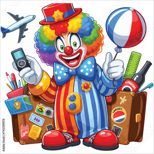 April fools day funny clown cartoon vector illustration isolated on white background 