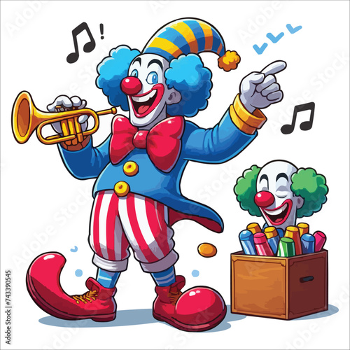 April fools day funny clown cartoon vector illustration isolated on white background 