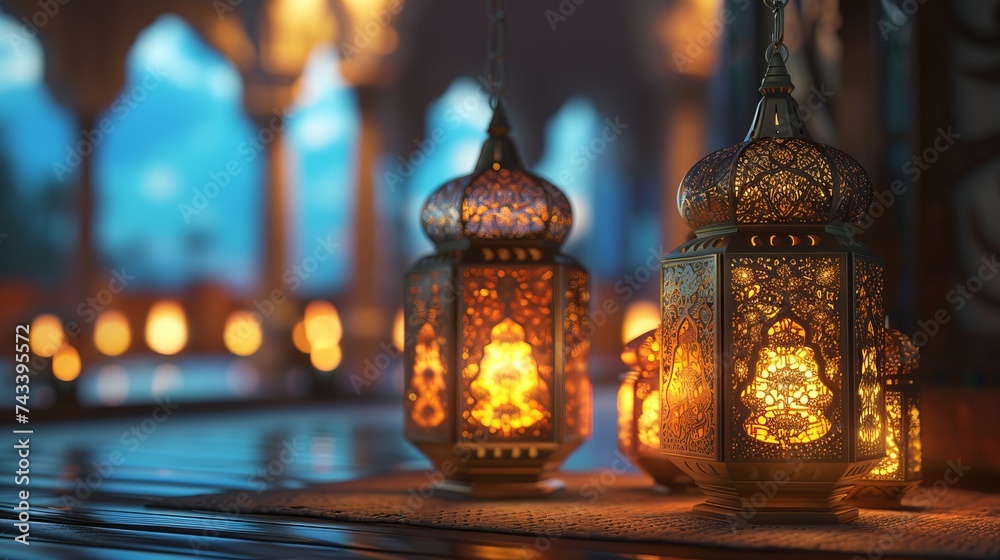 Obraz premium Vibrant ramadan background: stunning 3d rendering for festive designs and projects