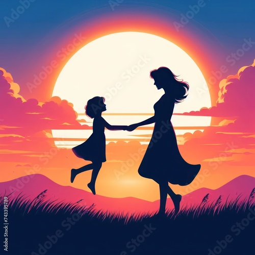 Happy mother's day. Child daughter congratulates mom and gives her postcard. Mum and girl smiling and hugging. Family holiday and togetherness. 