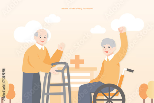 행복한 노인 의료 보험 일러스트 10
