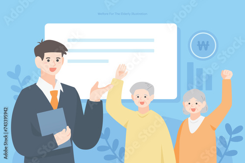 행복한 노인 의료 보험 일러스트 09
