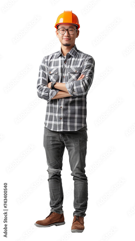 Isolated, transparent, no background, Confident Male Engineer Standing Proudly in Gray Background, Full Body Pose, Looking Straight Into Camera Isolated, transparent, no background, Confident Male Engineer Standing Proudly in Gray Background, Full Body Pose, Looking Straight Into Camera