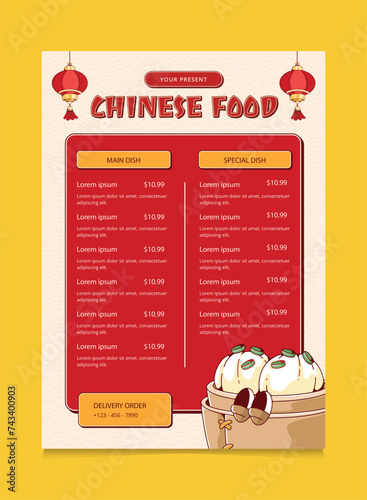 Retro Chinese New Year Menu Design Template. Suitable For Promotion Poster