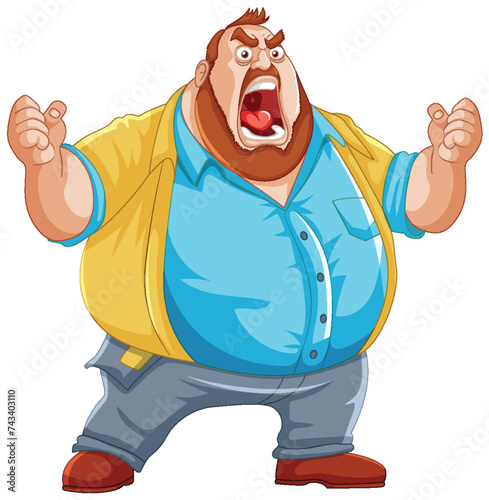 Cartoon of a man yelling with a furious expression