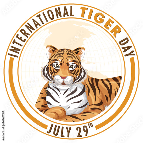 Vector badge commemorating International Tiger Day, July 29th