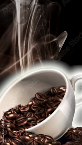 A cup of grain coffee with aromatic smoke, vertical video for blogs, tiktok, internet, mobile screensaver.
Start your day with a cup of aromatic coffee - the perfect way to start your morning.