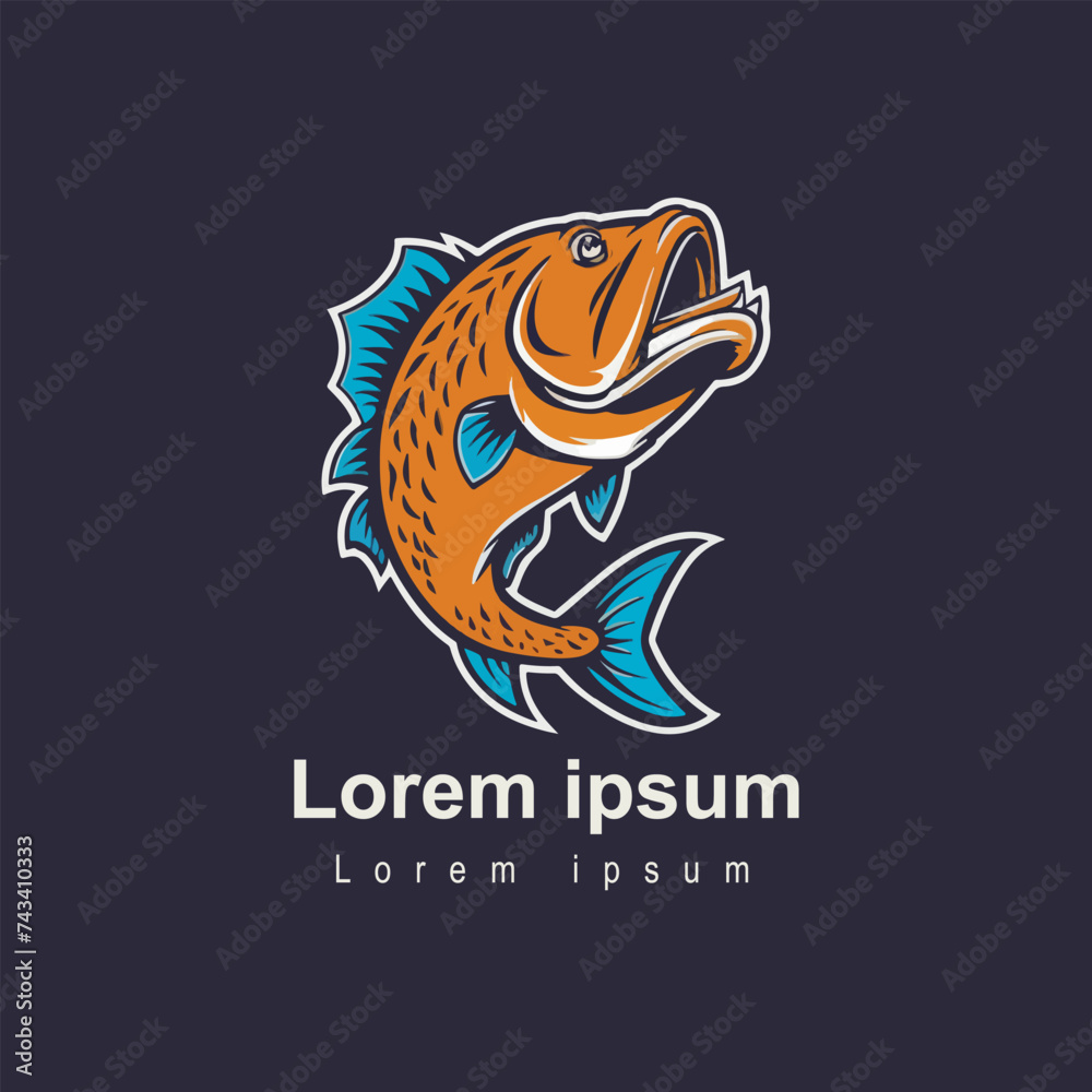 Fototapeta premium vector big bass fish vector cartoon for t-shirt big bass fish t-shirt design