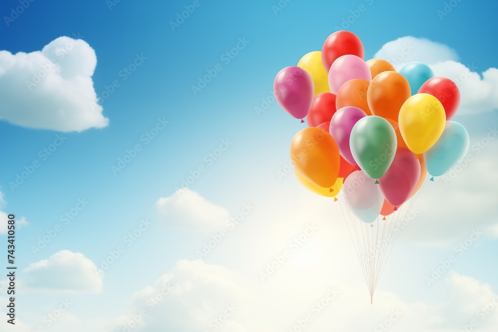Colorful balloons in the blue sky