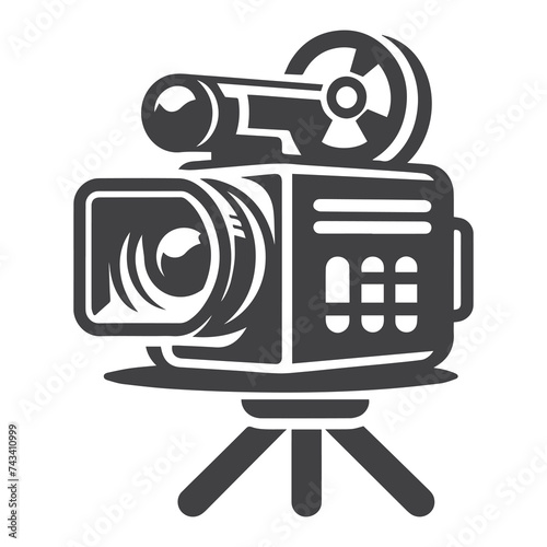 Retro cinema icon. Movie camera. Film Industry silhouette icons on the white