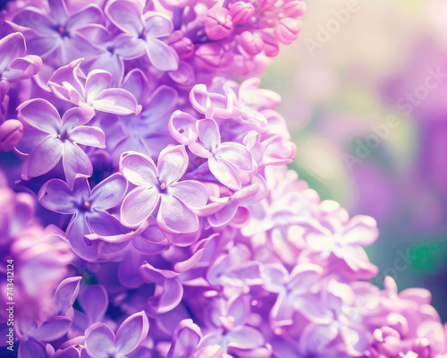 Purple lilac flowers blossom in garden, spring background © ROKA Creative